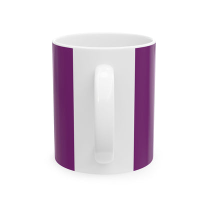 Funny coffee mug printed with "I DO NOT HAVE A BUDGET I HAVE HOPE", back view showing the handle