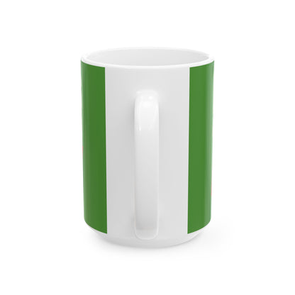 Funny coffee mug printed with "I MADE PLANS AND NOW I REGRET THEM ALREADY", 15 oz size, back view showing the handle