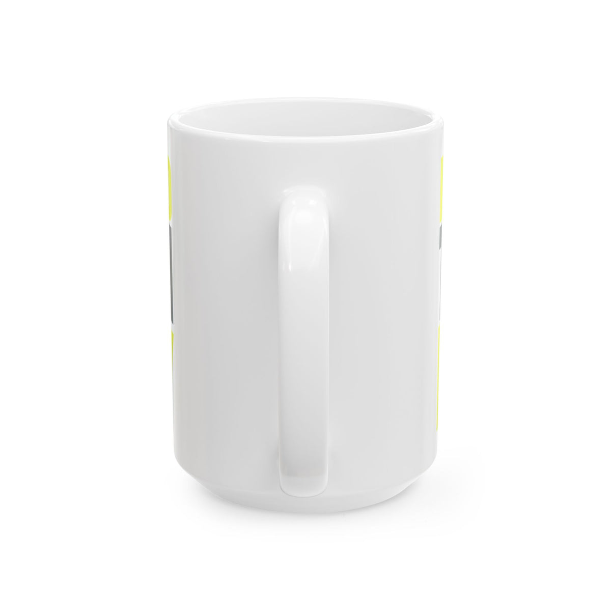 Funny coffee mug printed with "I WAS SUPPOSED TO BE RICH BY NOW", 15 oz size, back view showing the handle
