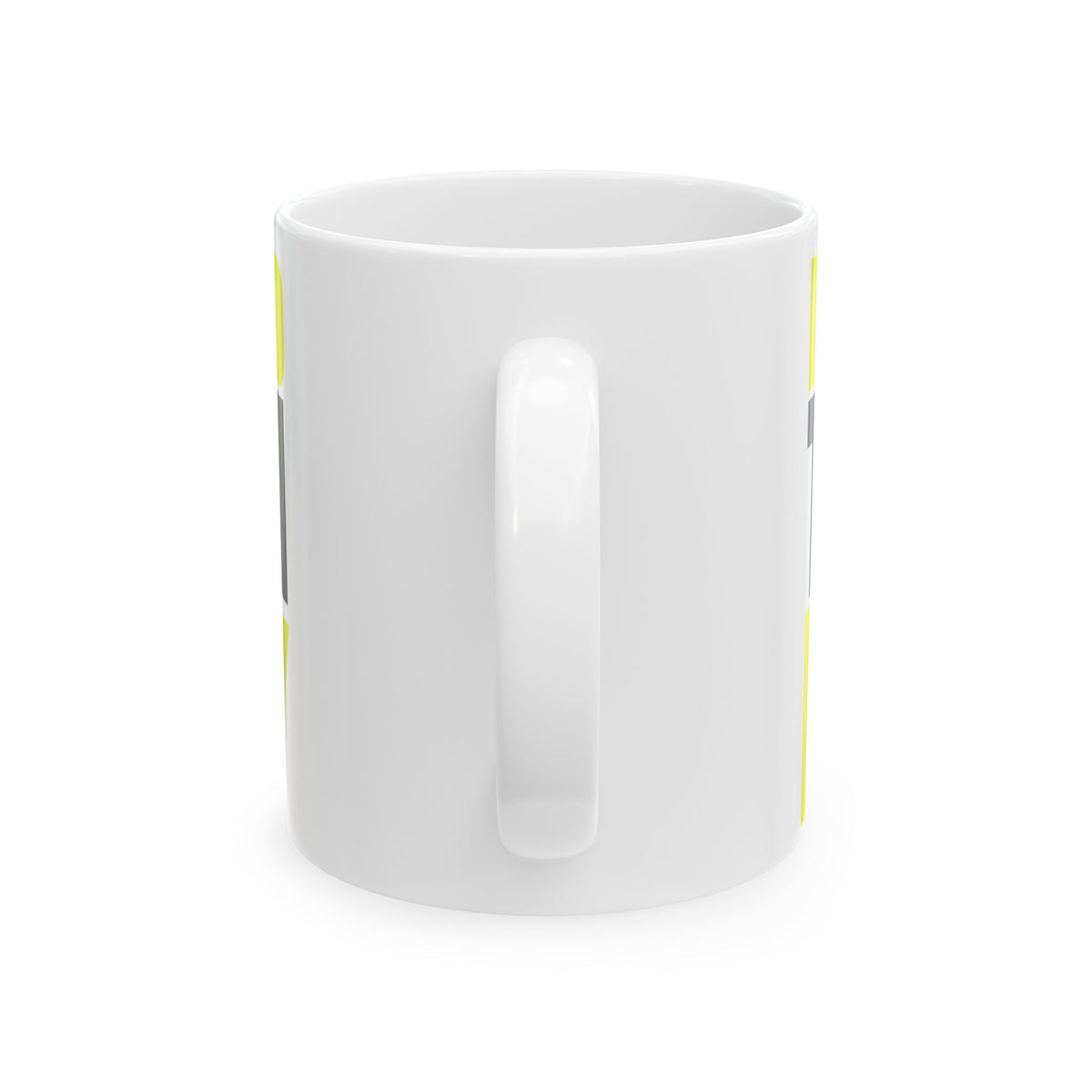 Funny coffee mug printed with "I WAS SUPPOSED TO BE RICH BY NOW", back view showing the handle
