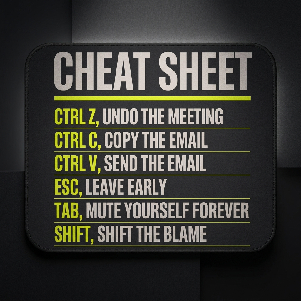 Funny Keyboard Shortcuts Mouse Pad – Office Cheat Sheet