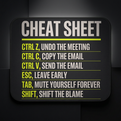Funny Keyboard Shortcuts Mouse Pad – Office Cheat Sheet