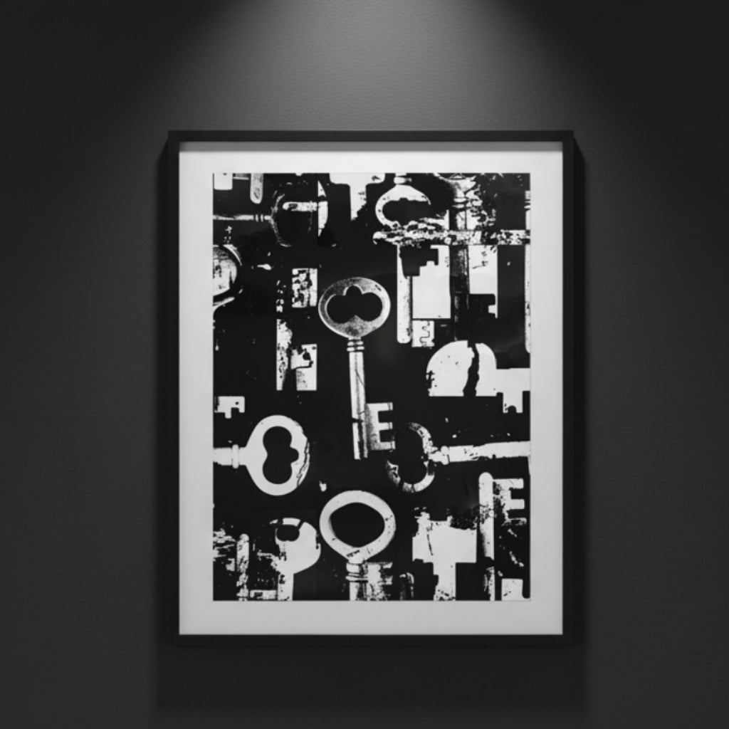 Keys to the Unseen | Gothic Collage Fine Art Paper Print artwork