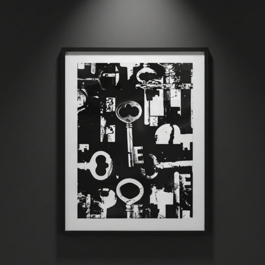 Keys to the Unseen | Gothic Collage Fine Art Paper Print artwork