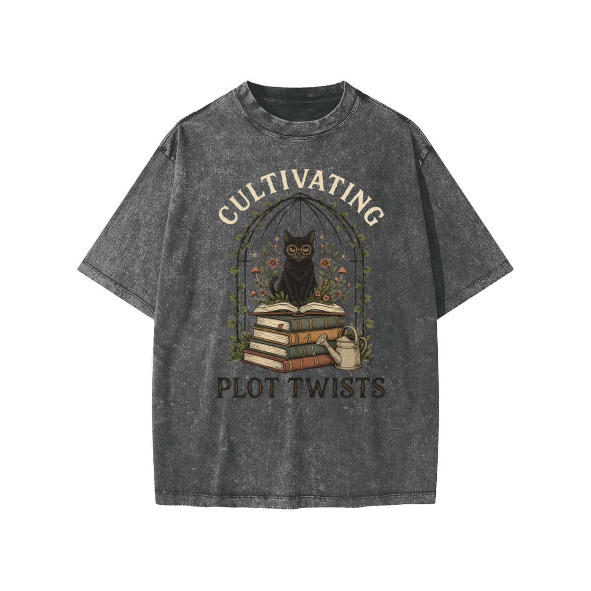 Kids’ Cultivating Plot Twists Cat Snow-Washed T-Shirt