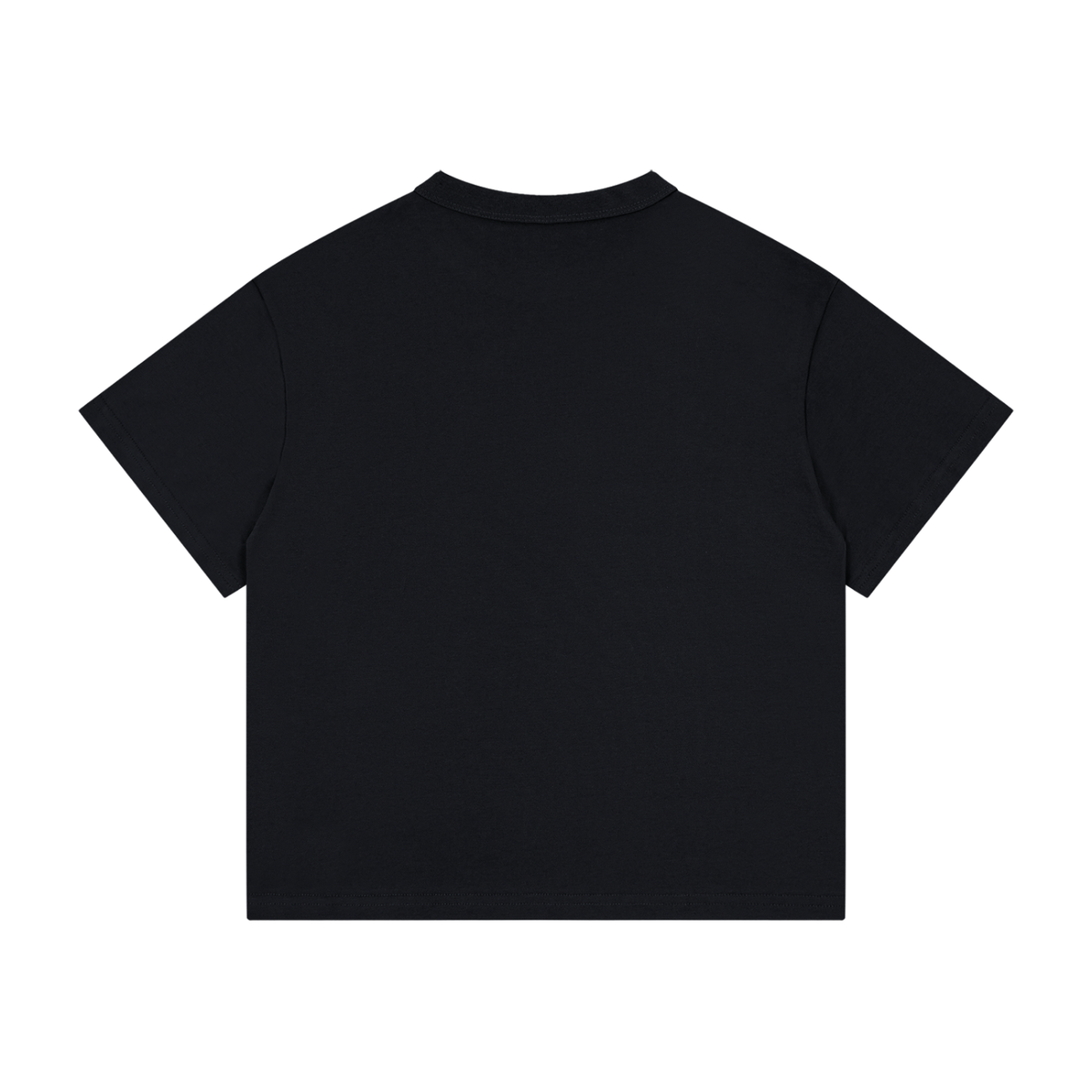 Kids’ loose-fit drop-shoulder tee with a black cat walking over old books under a crescent moon, Thorny Chapters & Soft Paws front print