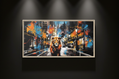 King of the Streets framed urban lion canvas wall art