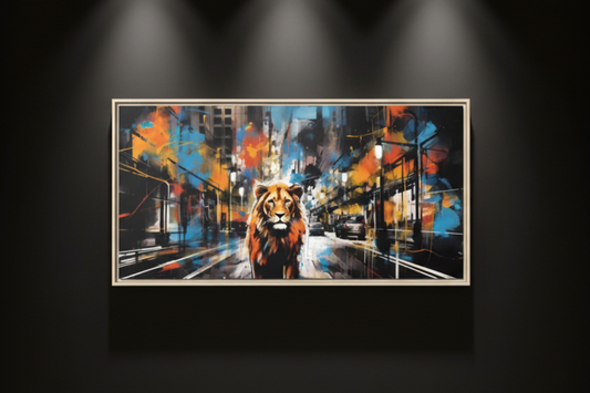 King of the Streets framed urban lion canvas wall art