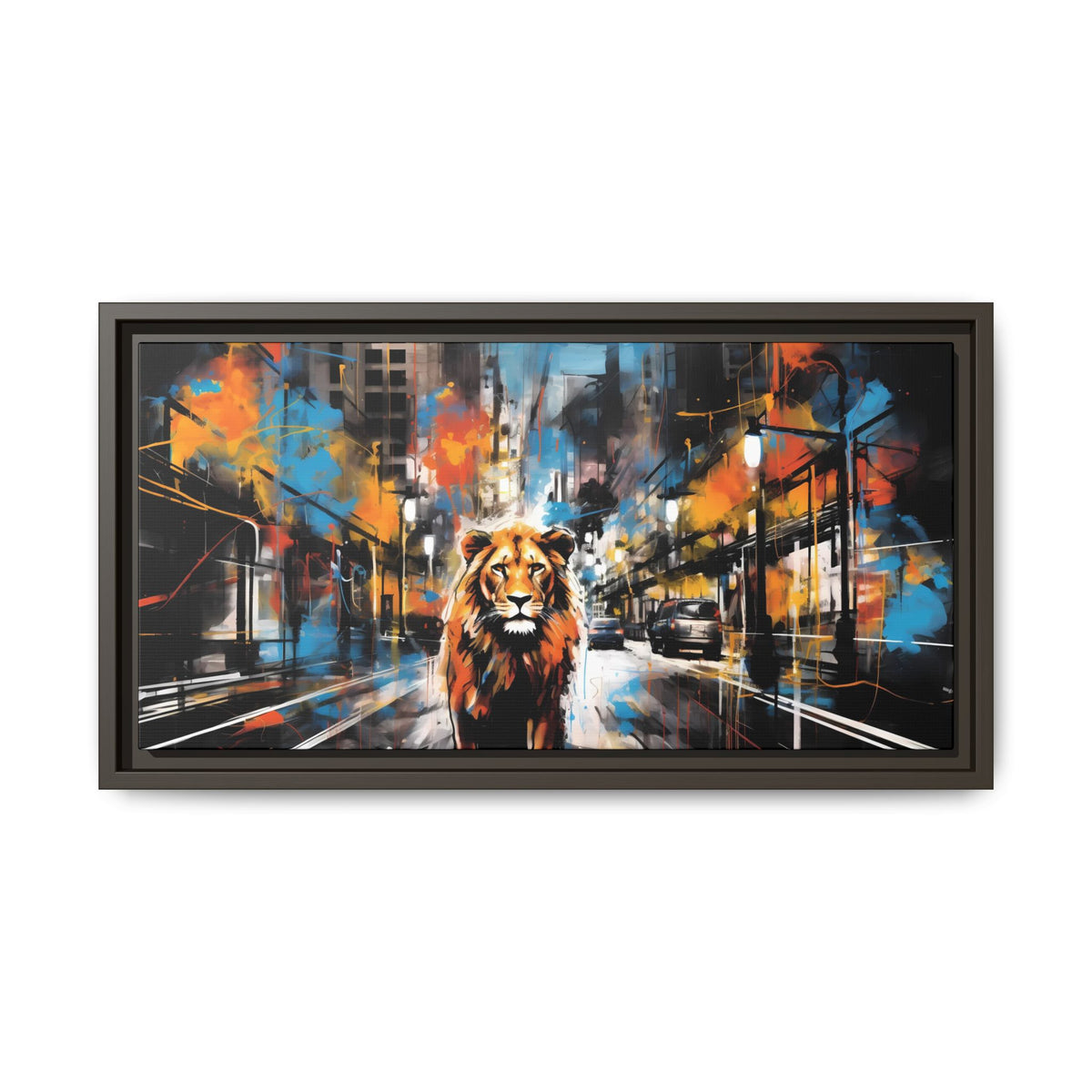 Contemporary lion city wall art framed canvas view