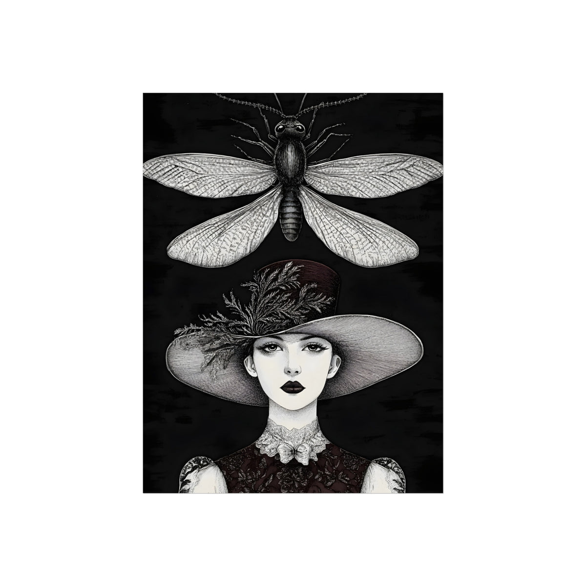 Lady Beneath the Winged Insect, art print, view 3