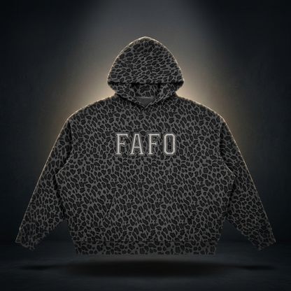 Leopard Print FAFO Hoodie – Boxy Oversized Nothing to Lose Crow Graphic Hoodie