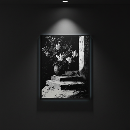 Magnolia on the Steps | Botanical Fine Art Paper Print artwork image