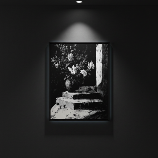 Magnolia on the Steps | Botanical Fine Art Paper Print artwork image