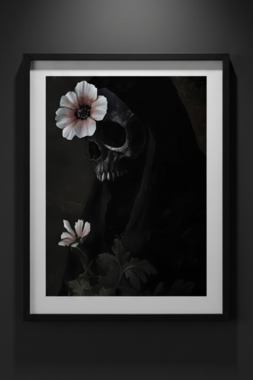 Memento in Bloom | Gothic Botanical Fine Art Paper Print artwork image