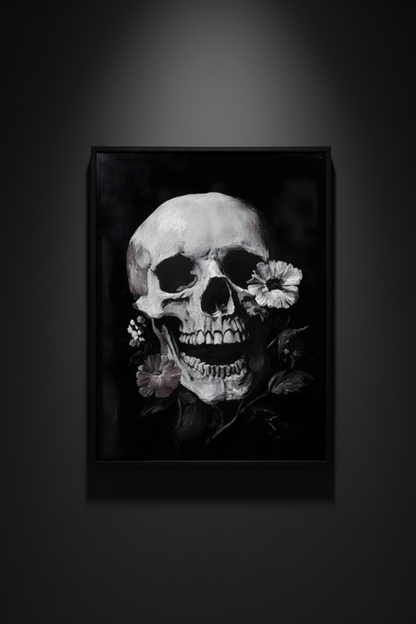 Memento in Bloom skull and flowers fine art artwork