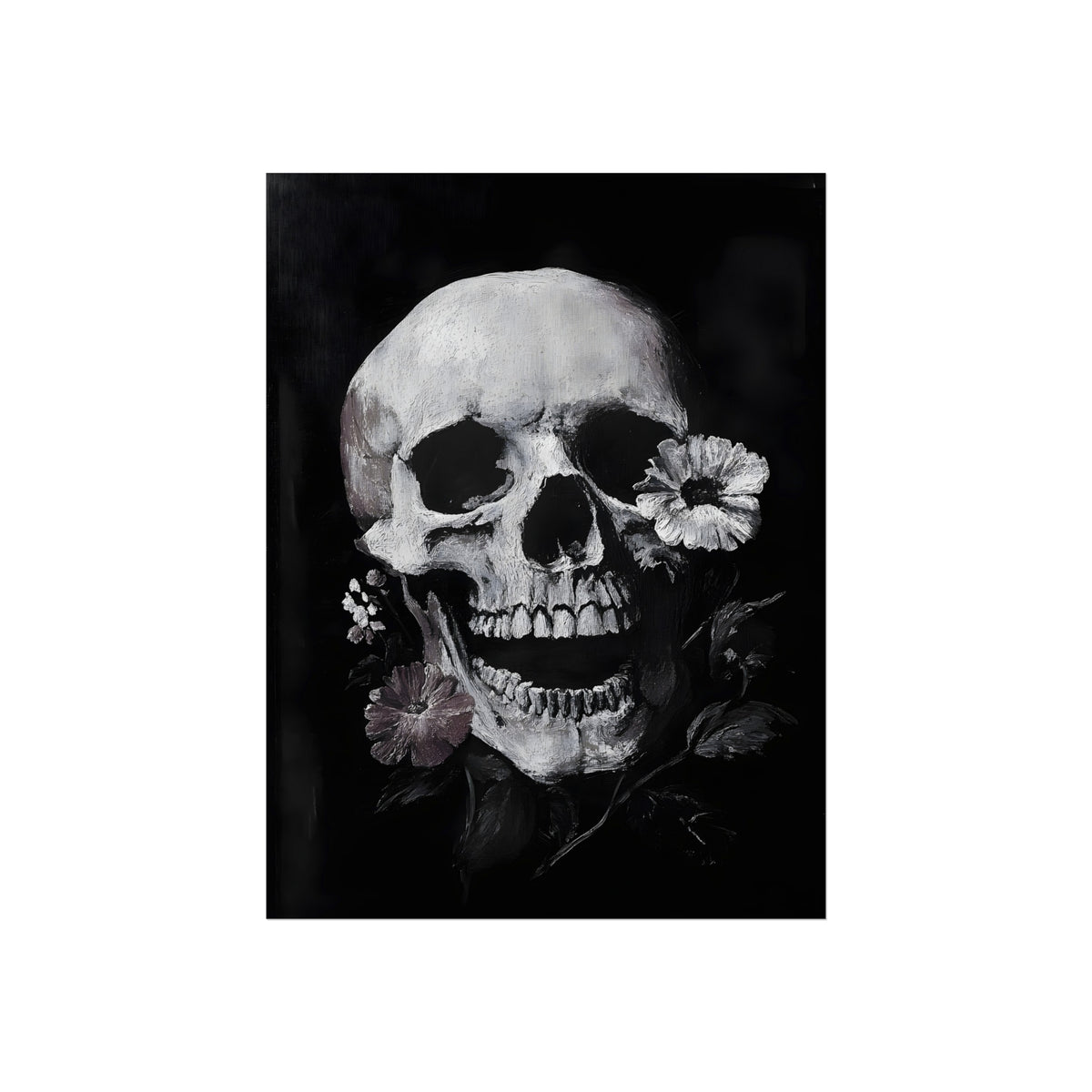 Memento in Bloom gothic skull and flowers fine art poster