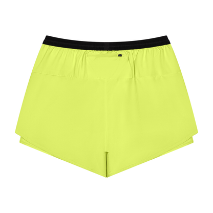 Men's 2-in-1 Compression Shorts in lime green, alternate angle