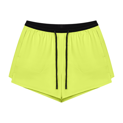 Men's 2-in-1 Compression Shorts in lime green
