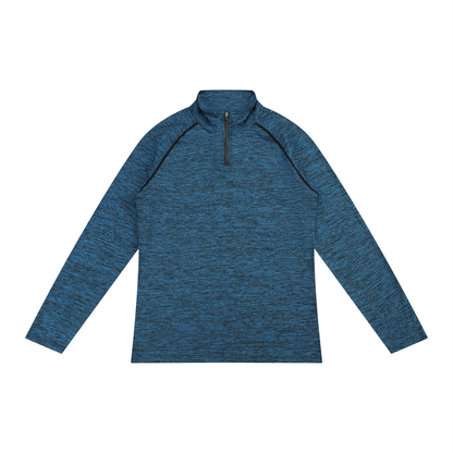 Men's Bodycon Quarter-Zip Long Sleeve T-Shirt in static blue