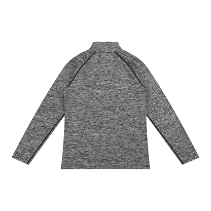 Men's Bodycon Quarter-Zip Long Sleeve T-Shirt in static gray, alternate angle