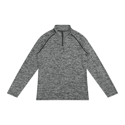 Men's Bodycon Quarter-Zip Long Sleeve T-Shirt in static gray