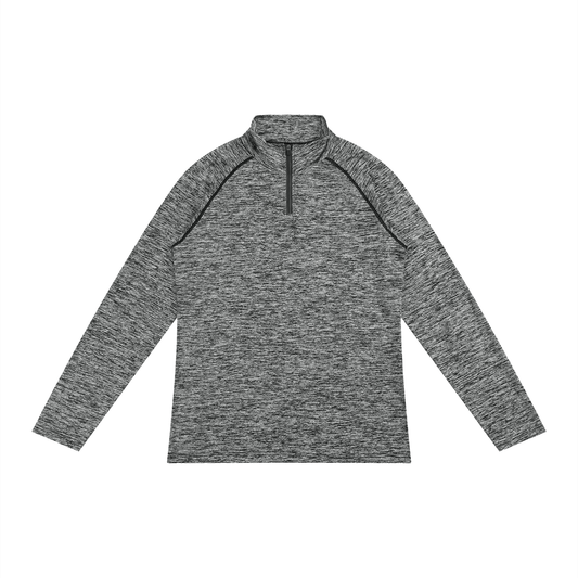 Men's Bodycon Quarter-Zip Long Sleeve T-Shirt in static gray