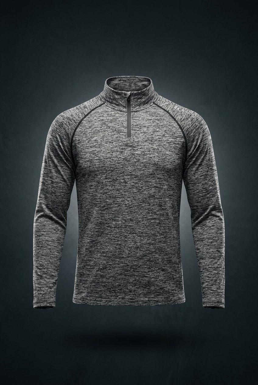 Men's Bodycon Quarter-Zip Long Sleeve T-Shirt