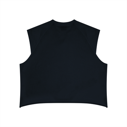 Men's Boxy Raw Hem Tank Top in black, alternate angle