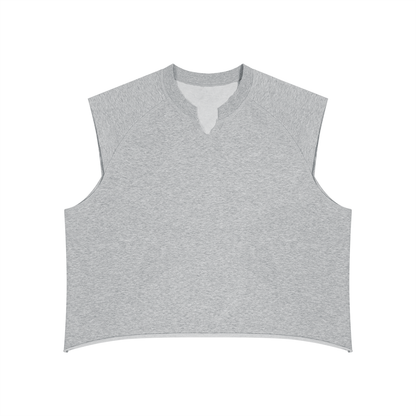 Men's Boxy Raw Hem Tank Top in flower gray