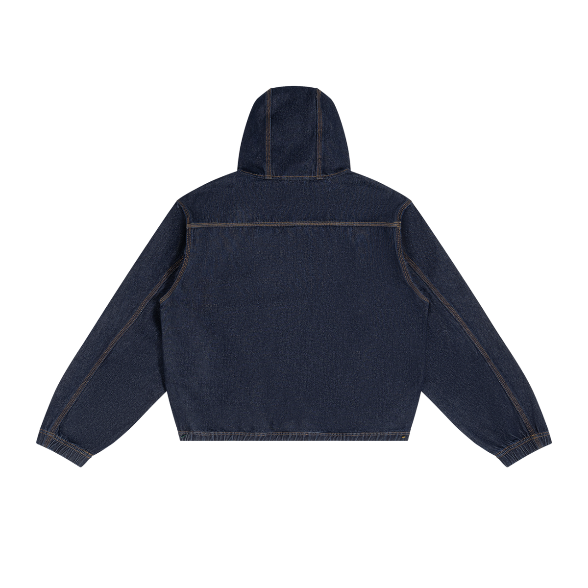 Men's Boxy Vintage Wash Hooded Denim Full Zip Jacket in jeans blue, alternate angle