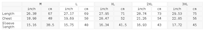 Size chart for the Men's Color Block Bodycon T-Shirt
