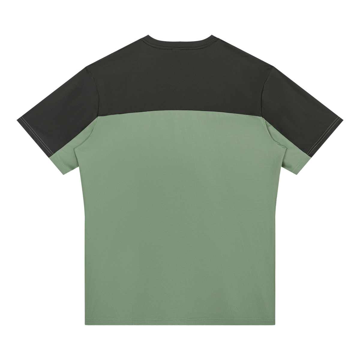 Men's Color Block Performance T-Shirt in bean green with dark gray, alternate angle
