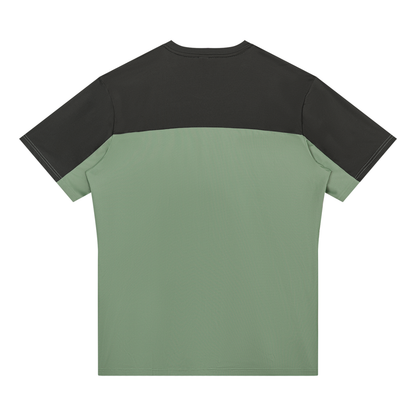 Men's Color Block Performance T-Shirt in bean green with dark gray, alternate angle