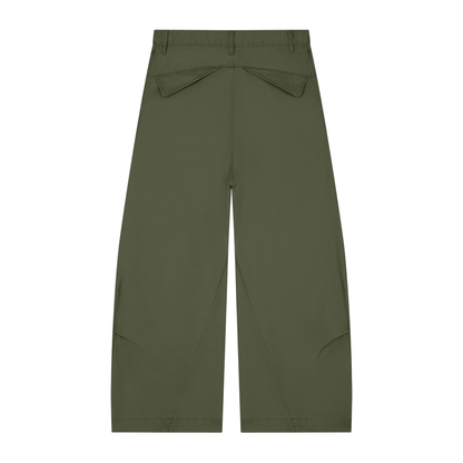 Men's Cotton Barrel Leg Pants in army green, alternate angle