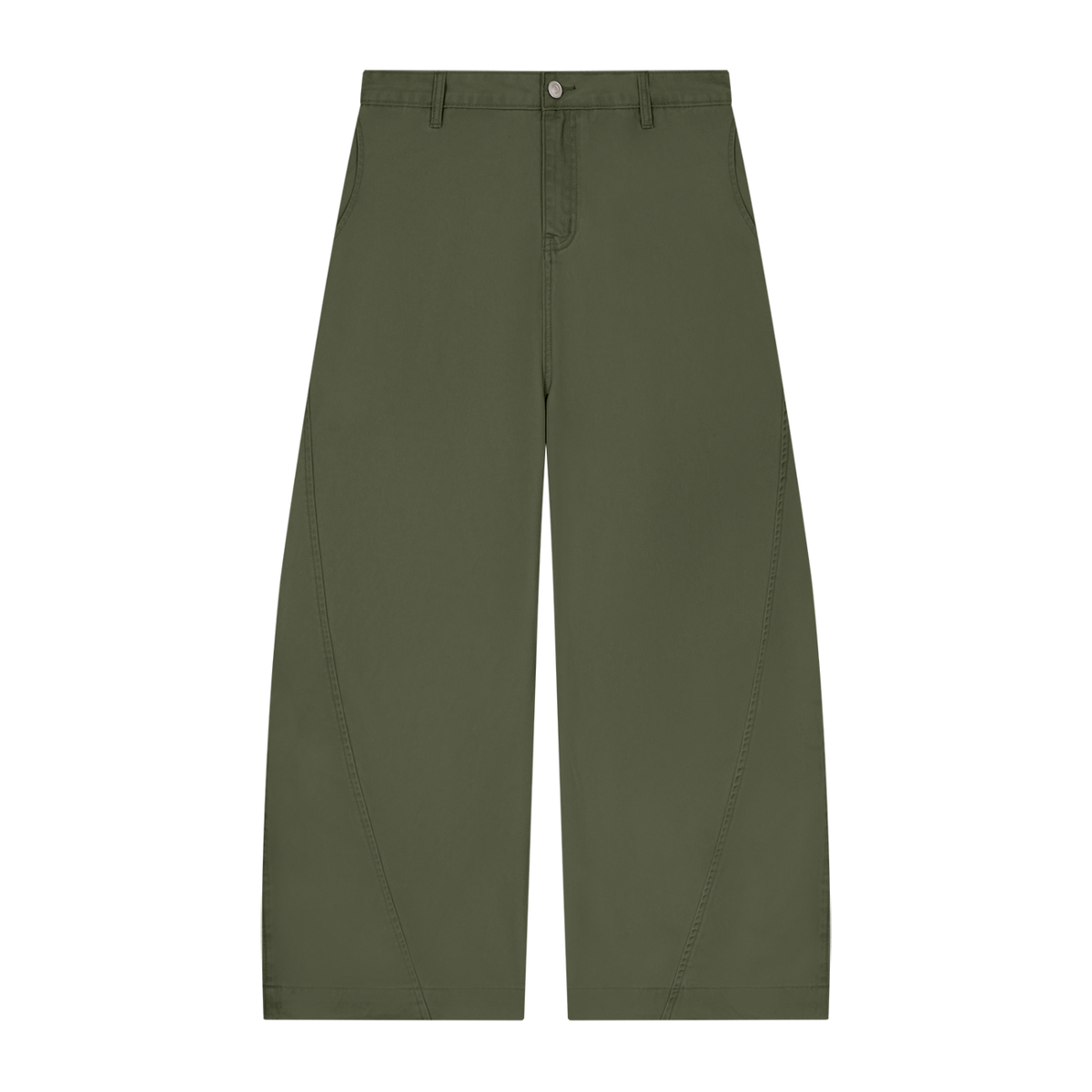Men's Cotton Barrel Leg Pants in army green
