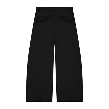 Men's Cotton Barrel Leg Pants in black, alternate angle