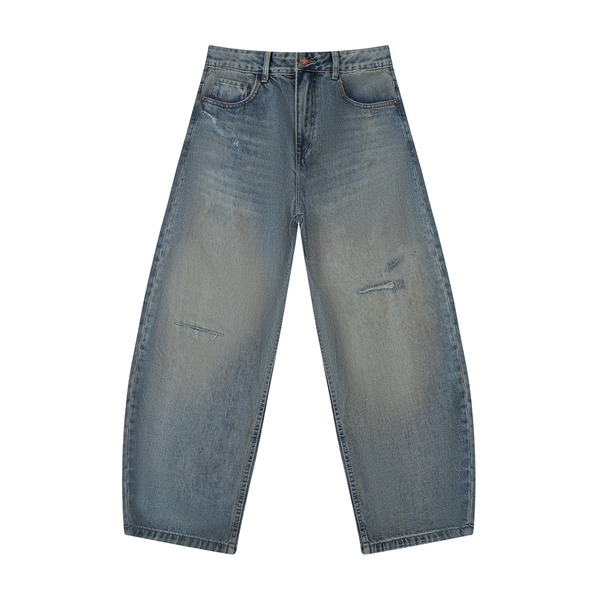 Men's Distressed Barrel Leg Jeans in blue