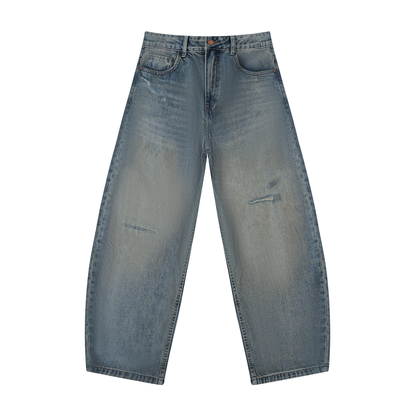 Men's Distressed Barrel Leg Jeans in blue