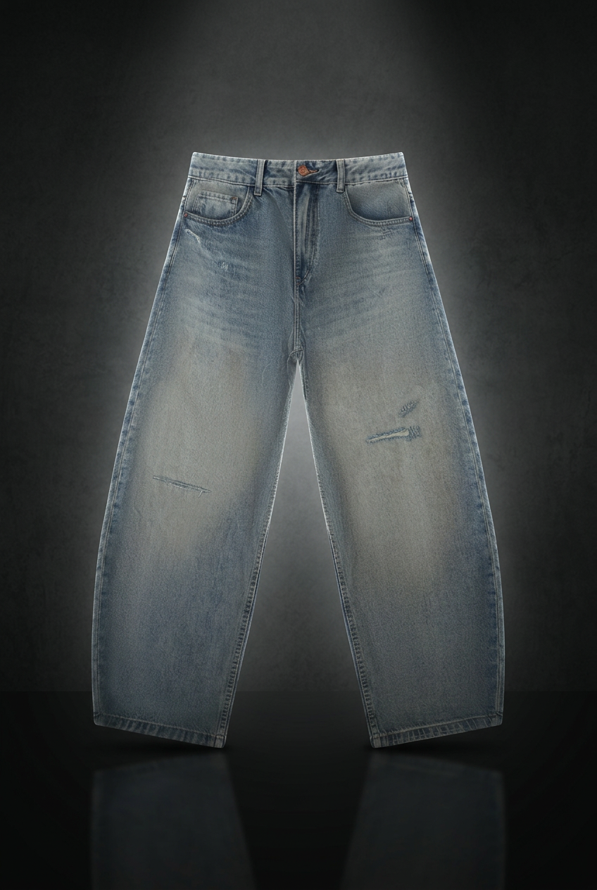 Men's Distressed Barrel Leg Jeans