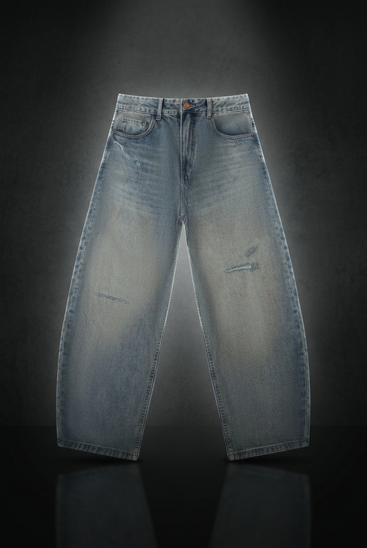 Men's Distressed Barrel Leg Jeans