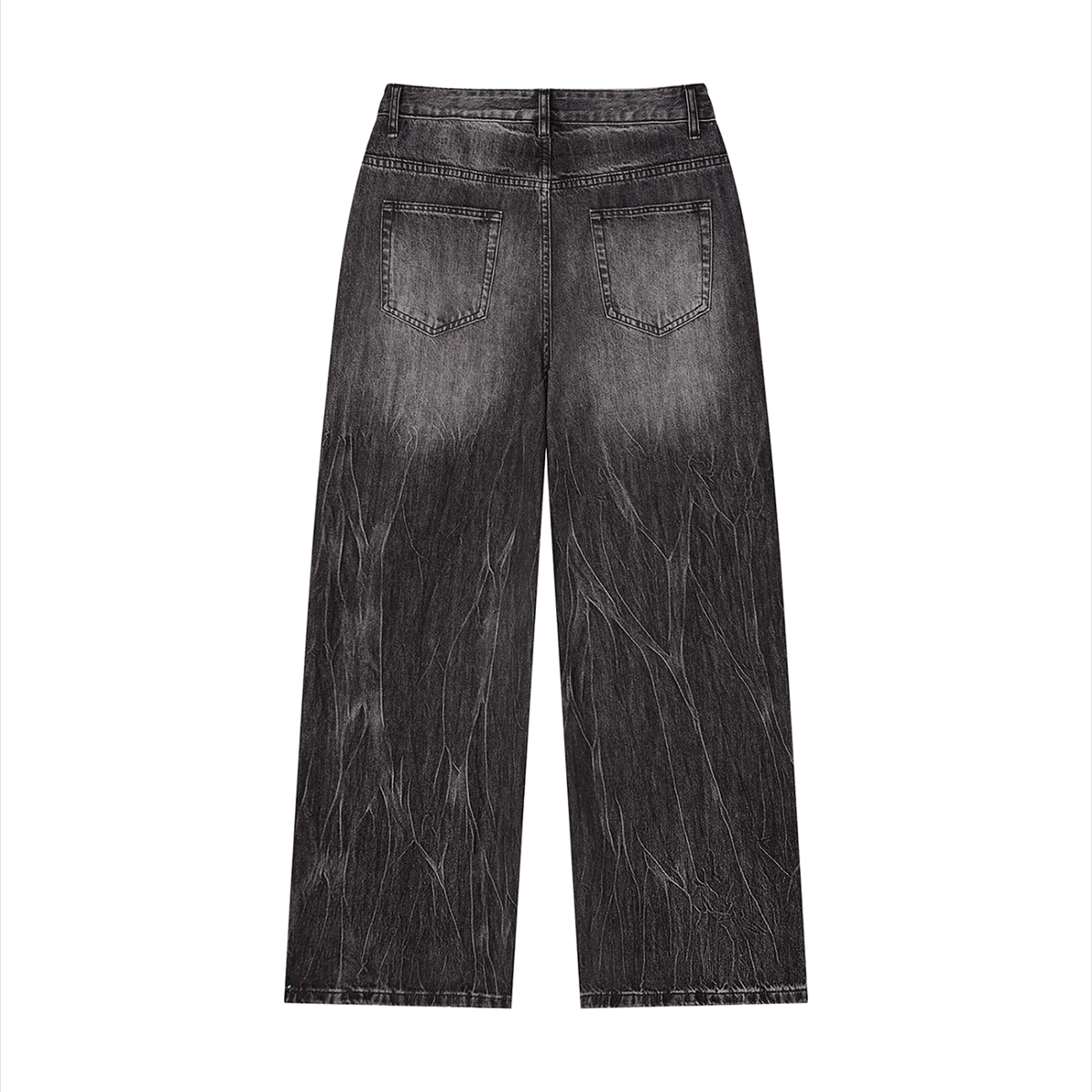 Men's Enzyme Wash High Rise Wide Leg Jeans in black, alternate angle