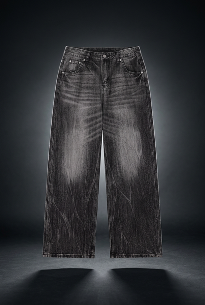 Men's Enzyme Wash High Rise Wide Leg Jeans