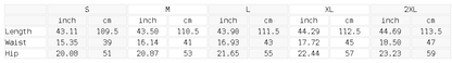 Size chart for the Men's Enzyme Wash High Rise Wide Leg Jeans