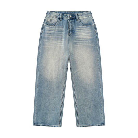 Men's Hand Brushed Straight Leg Denim Jeans in jeans blue