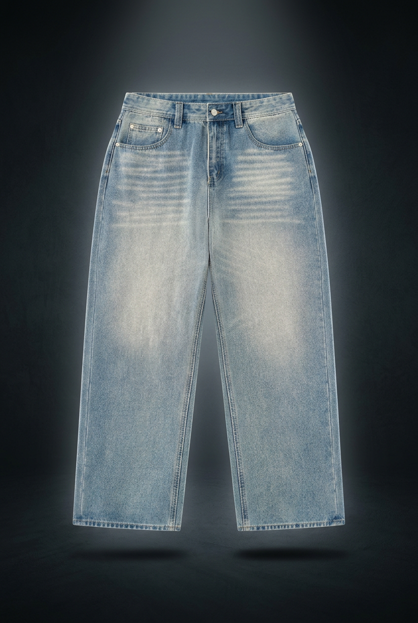 Men's Hand Brushed Straight Leg Denim Jeans, view 1