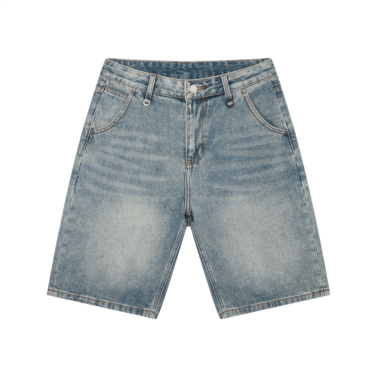 Men's Loose Fit Vintage Wash Denim Shorts in blue