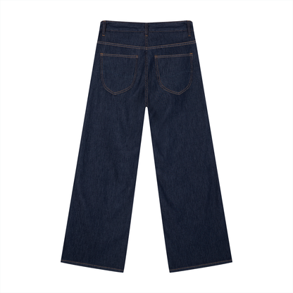 Men's Loose Fit Wide Leg Jeans in navy blue, alternate angle
