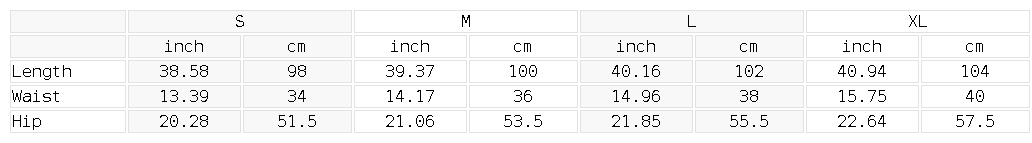 Size chart for the Men's Piping Straight Leg Sweatpants