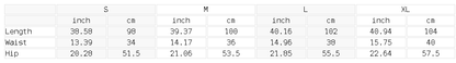 Size chart for the Men's Piping Straight Leg Sweatpants