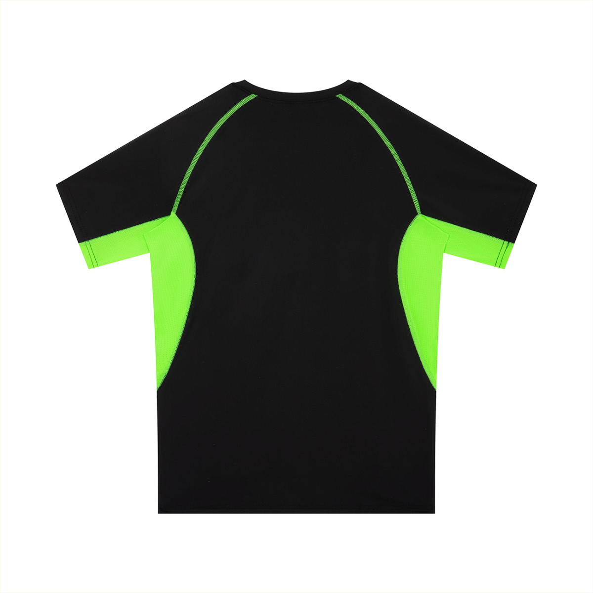 Men's Raglan Panel Training T-Shirt in black with lemon green, alternate angle